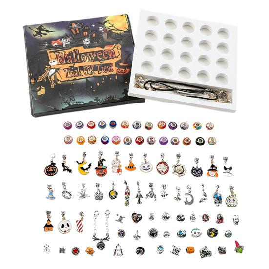 Halloween Treasure Charm Bracelet Bead Bulk Set 2025 Advent Calendar 20 Days Countdown Decoration DIY Jewelry Making Kit for Kids Adult Teens