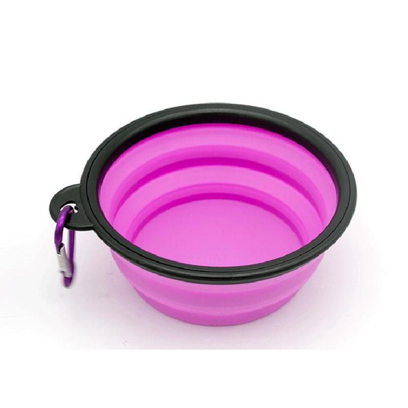 Folding Pet Silicone Dog Food Water Bowl Outdoor Travel Portable Dogs Feeder with Carabiner Puppy Food Container Dog Accessories