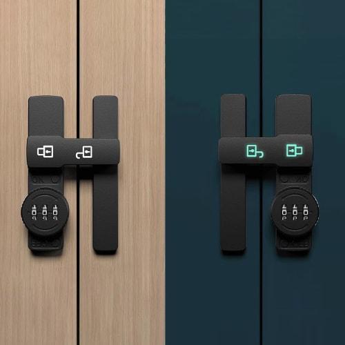 Door Lock, Password Lock, 90/180 Rotation, Auxiliary Lock, Luminous Door Hasp Lock, for Sliding Doors and Interior Doors, Retrofit, Rotating Type, D
