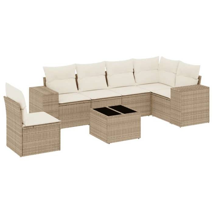 VidaXL Salon de Jardin avec Coussins 7 pcs, Canapés de Terrasse, Ensemble de Meubles de Patio, Mobilier d'Extérieur, Beige 3254975