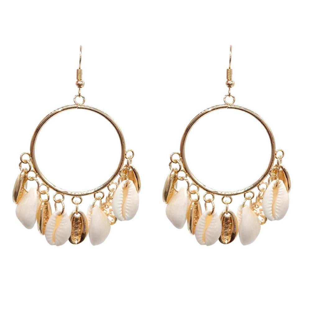 Women Fashion Bohemian Style Long Earring Shell Tassel Conch Earrings