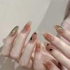 Fall and Winter Maillard Amber Smudge Love Hot Stamping Nail Sticker Hollow Geometric Heart Metal Nail Sticker