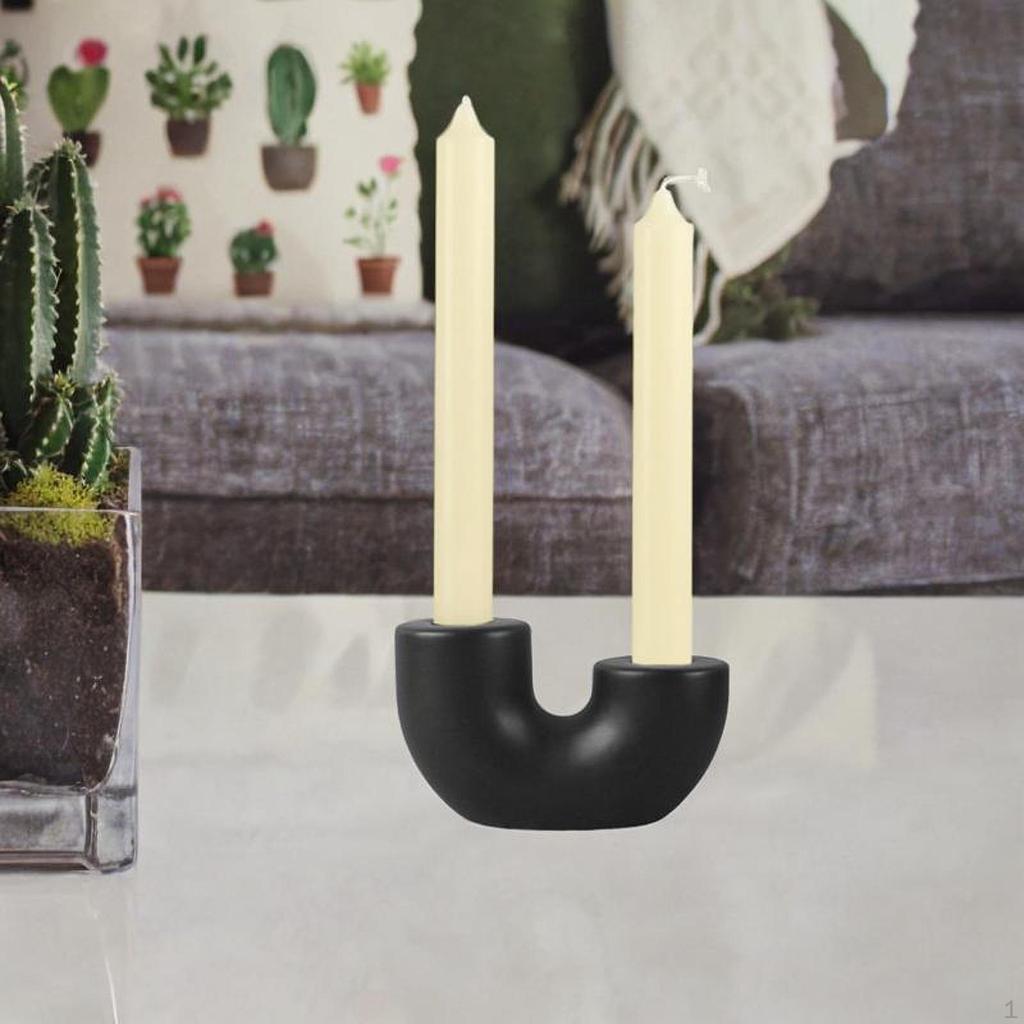 Ceramic Candle Holder for Christmas Pillar Display Home Fireplace Candelabrum