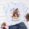 Just A Girl Love Horse Unisex T Shirt Summer Short Sleeve O Neck Tshirts Horse Animal Print Lady Clothes Tee Top FeUnisex T-shirt