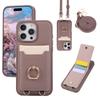 Кошелек через плечо с держателем для карт Чехол для телефона для iPhone 15 16 Pro Max 14 13 12 11 16E Шнурок Ремешок на запястье Кожаная обложка