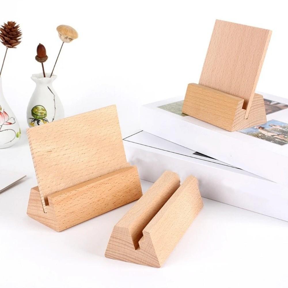 12-21 CM Wooden Desk Calendar Holder Natural Postcard Holder For Office Home Desktop