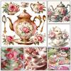 5D DIY алмазная роспись набор красочный цветок чашка для чая ручная вышивка крестом мечта чайник роза 2024 новый декор подарки