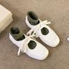 Versatile Little White Women's Shoes Hollow Lace-up Casual Single Shoes Retro Square Head Flat Bottom Comfortable Mary Jane Shoes