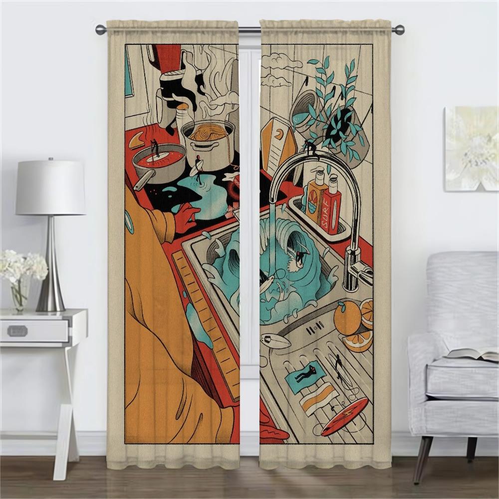 Домашний интерьер Шторы для Camera Imagination Blackout Шторы для комнаты 2 Панельные жалюзи Украшения на Хэллоуин Разделение Гостиная