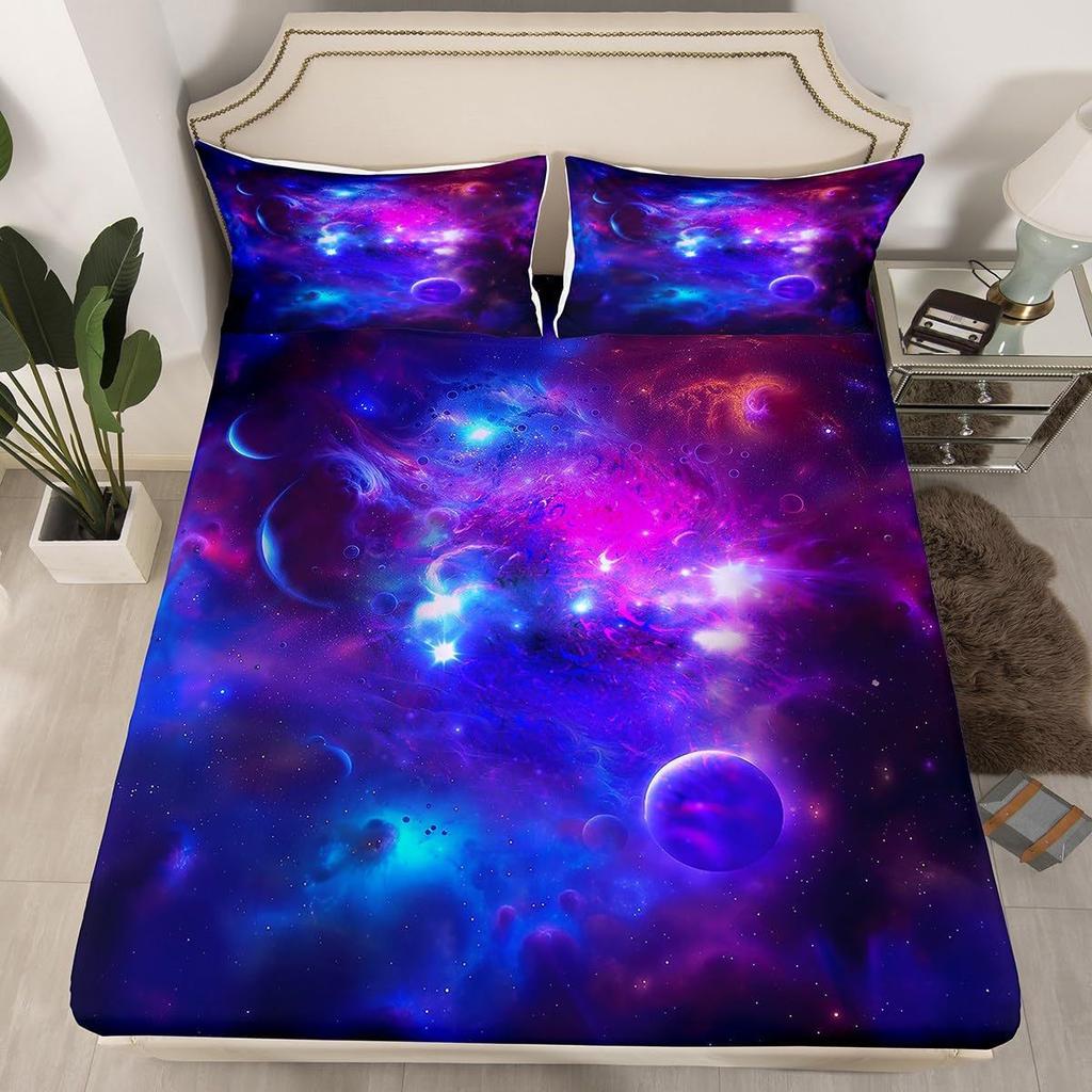 Halloween Pumpkin Ghost Bat Pattern Mattress Three-Piece Digital Printing Mattress Bedding Set