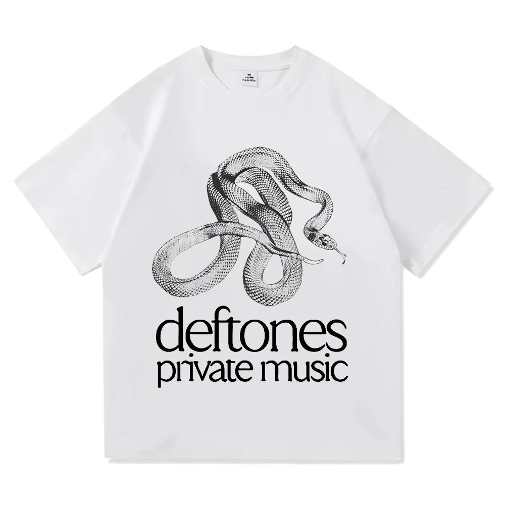 Приватный плейлист с музыкой Футболки Deftones Рок-группа Принты Футболки Хлопок Свободный Короткий рукав Футболка Мужская Женская Унисекс Уличная одежда