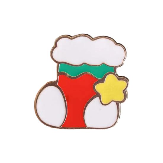 Christmas Cartoon Enamel Brooch, Santa Claus Snowman Reindeer Stocking Gift Box Badge Pin, Clothes Bag Decoration Accessories, Holiday Party Gift
