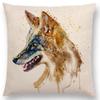 Watercolor Animals Cushion Cover Portrait Head Bighorn Lion Leopard Tiger Bear Eagle Horse Dogs  Home Sofa Throw Pillow Case