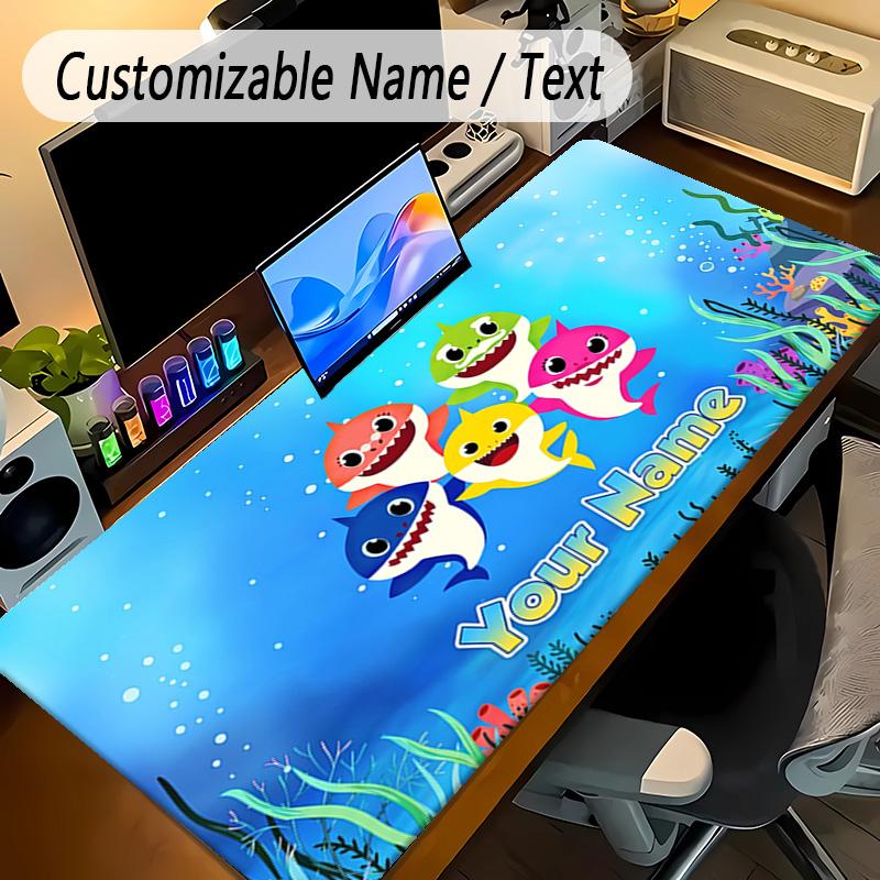 Large Mouse PadBaby Shark Custom Name Text Personalized Desk Mat Non Slip Gaming Pad