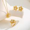 Dainty Zircon Petal Flower Pendant Necklace, Butterfly Stainless Steel Chain Necklace, Personality Exquisite Jewelry For Women