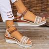 Women's Braided Casual Sandals Buckle Strap Platform Wedge Sandles for Women 2025 Summer Light Non Slip Walking Sandalias Mujer