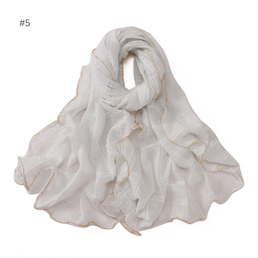 Good Quality Luxury Silver Thread Crepe Plaid Shawl Scarf Polyester Gilt Shiny Headscarf Head Covering Women Hijab
