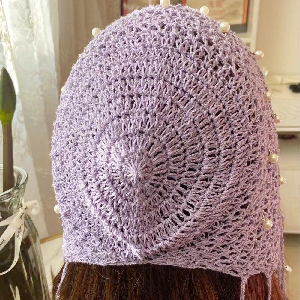 Pearl Bun Hats Ethnic Headscarf Hats Cute Tassels Hats Outdoor