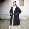 Johnature Women Vintage V-Neck Long Sleeve Bandage Coats Solid Color Winter Warm Coats