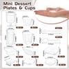 450 шт. Прозрачные Тарелки Десертные Чашки Набор Ложек и Вилок Пластиковые Чашки для Мороженого Разной Формы Одноразовая Посуда Аксессуары для Вечеринок и Обедов