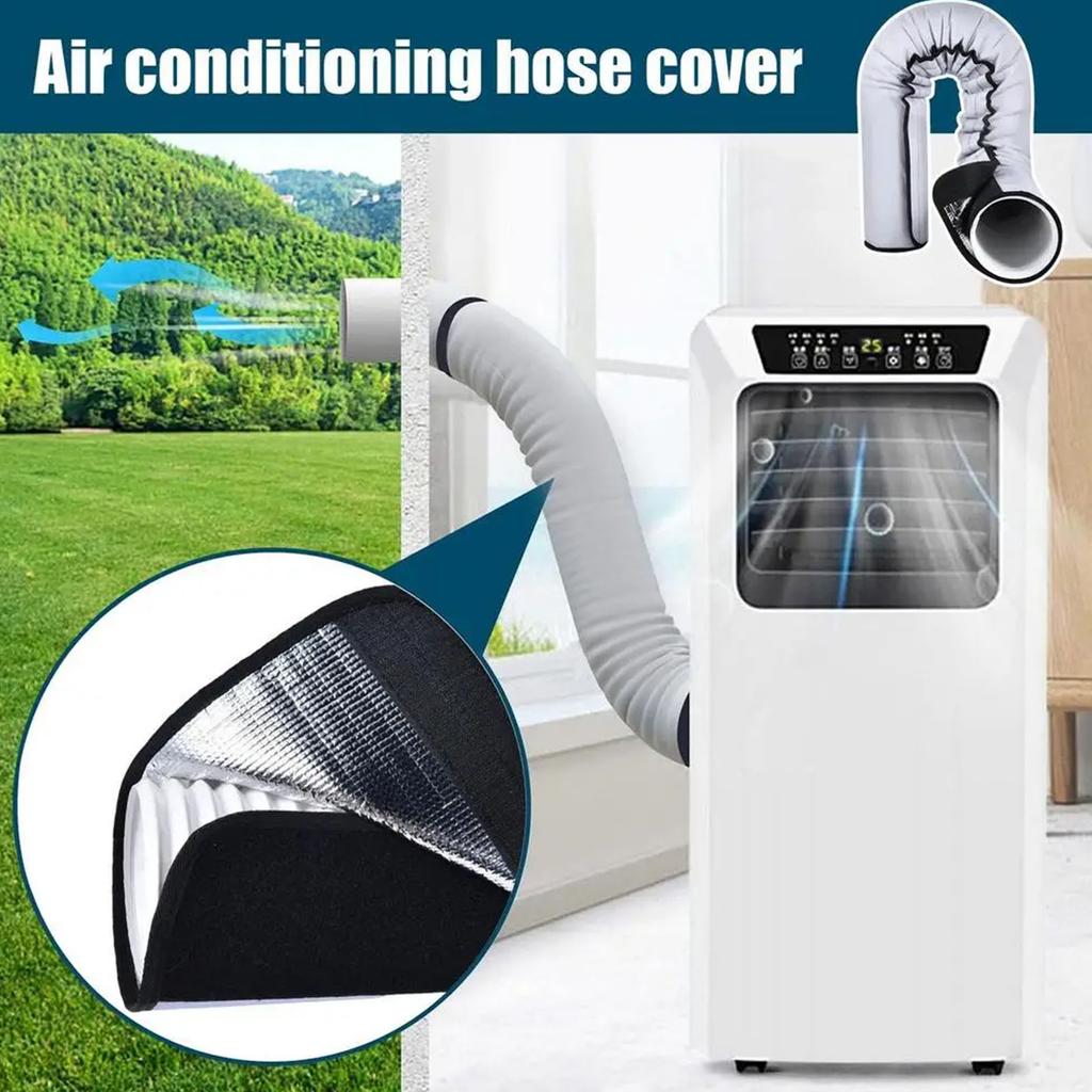 Insulated Portable Air Conditioner Hose Cover With Adjustable Straps Easy Installation Black Sleeve for Duct Vent