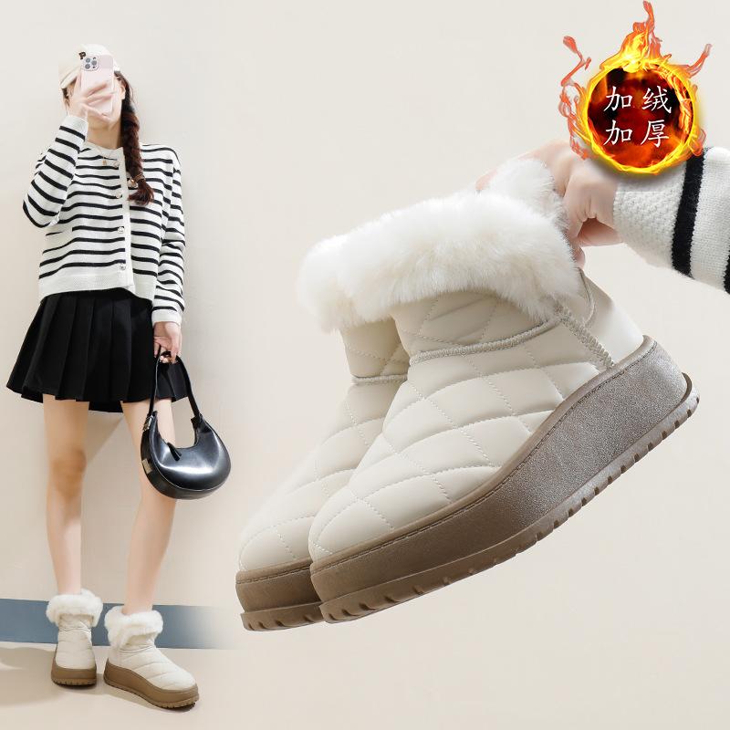 Женские 2024 новые женские зимние кашемировые утолщенные толстые подошвы короткие хлопковые туфли