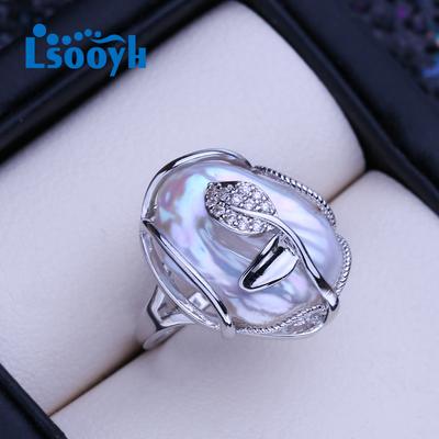 Кольца из натурального пресноводного жемчуга в стиле барокко с большой кнопкой для женщин, классическое обручальное кольцо серебряного и золотого цвета, подарки на день рождения оптом