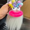 Cute Antenna Beeping Lips Long Hair Monster Car Keychain Pendant Book Bag Pendant Plush Doll Gift