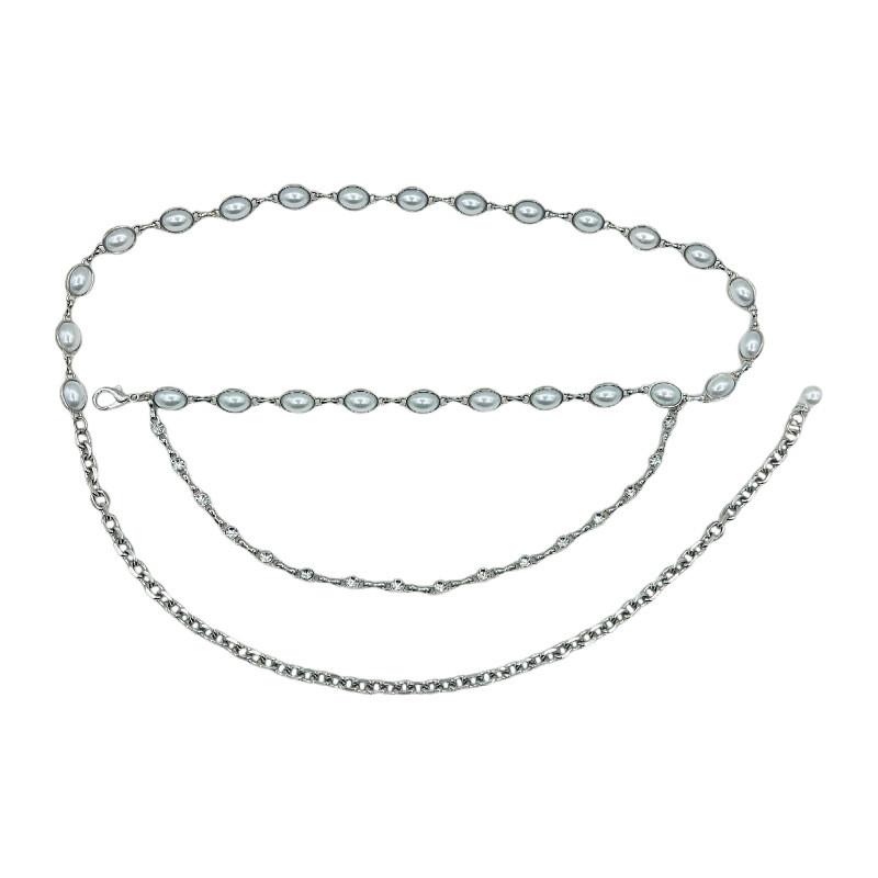 Y2k Metallic Waist Belt With Waterdiamond Embellishments For Female Fashion