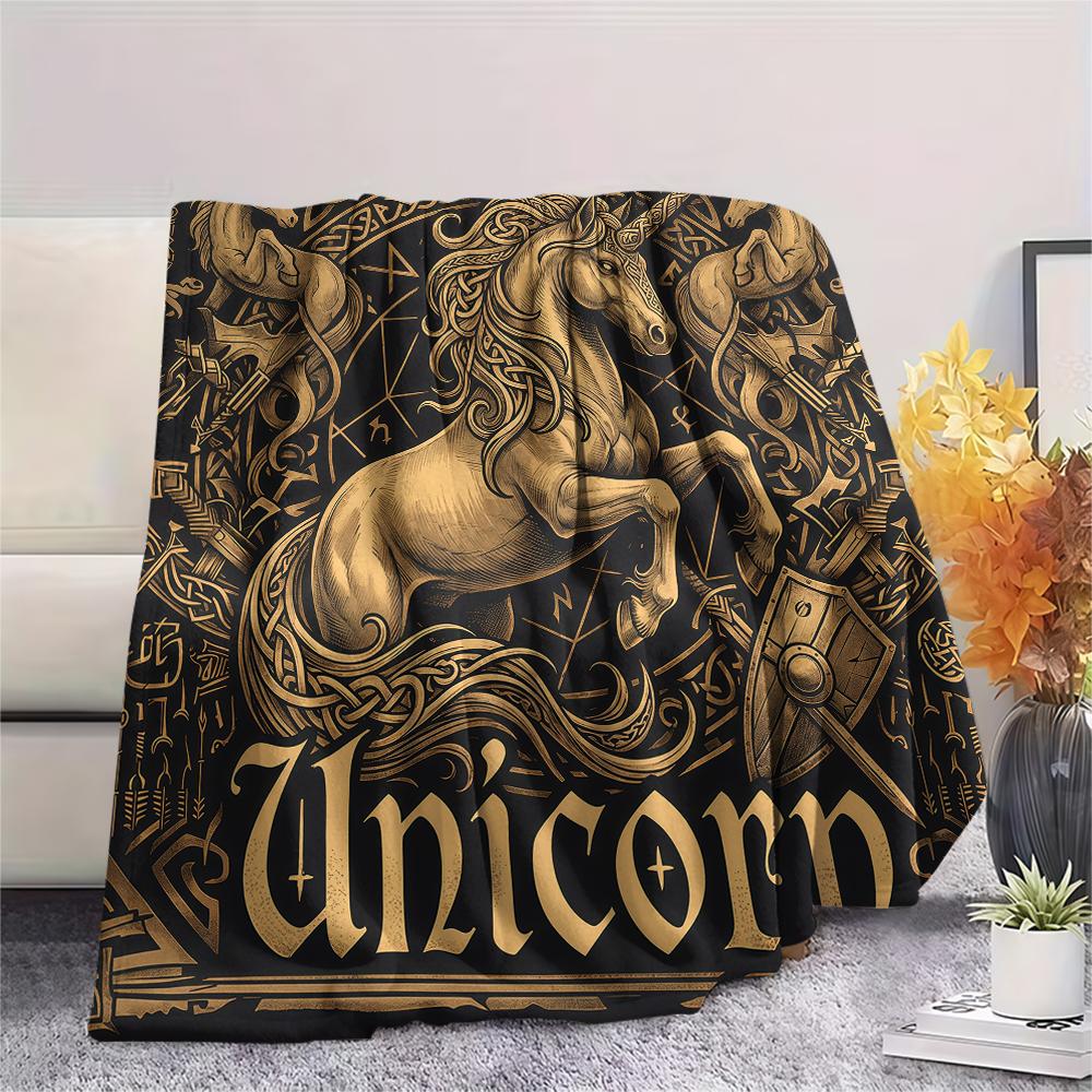 Viking retro animals Print Flannel Blanket,High quality Comfortable for All Seasons,Home Decor,Warmth and Comfort,Perfect for Christmas Gifts