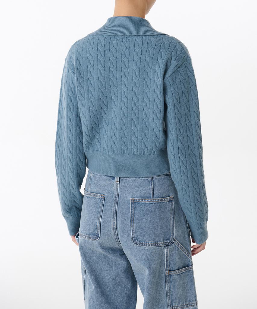 MUSINSA STANDARD WOMAN Women'S Cable Knit Zip-Up [Blue Grey]
