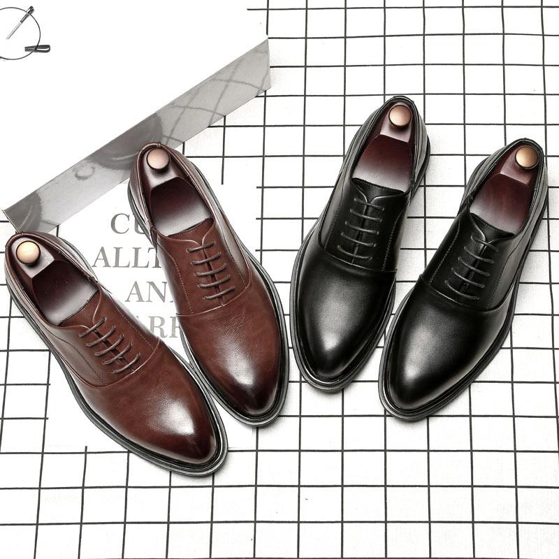 Mens Formal Shoes Genuine Leather Oxford Shoes For Men Italian 2024 Dress Shoes Wedding Shoes Laces Leather Broguehjk8