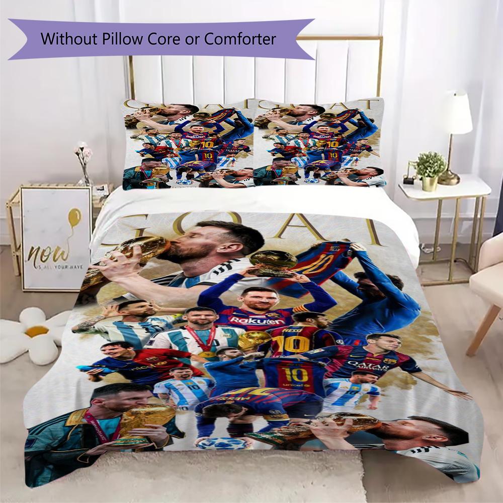 Lionel Messi Goat Bedding 1 Duvet Cover 2 Pillowcase Without Core Without Core Bedding Set Christmas Birthday Gift Soft And Comfortable