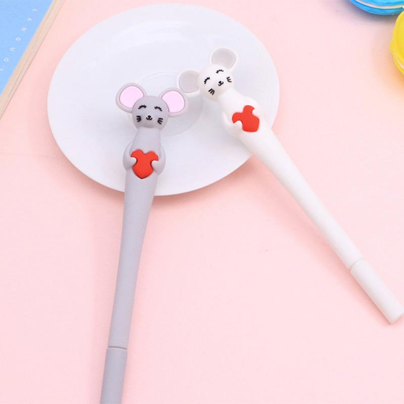 1 шт., канцелярские принадлежности, милый ПВХ, мягкий клей, мышь, мультяшный пресс, гелевая ручка, школьная мода, офисные принадлежности, ручка с животными