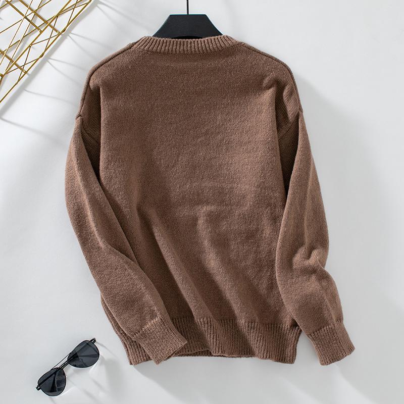 Женский свитер-пуловер с круглым вырезом, свободный вязаный свитер с цветочным узором на осень и зиму