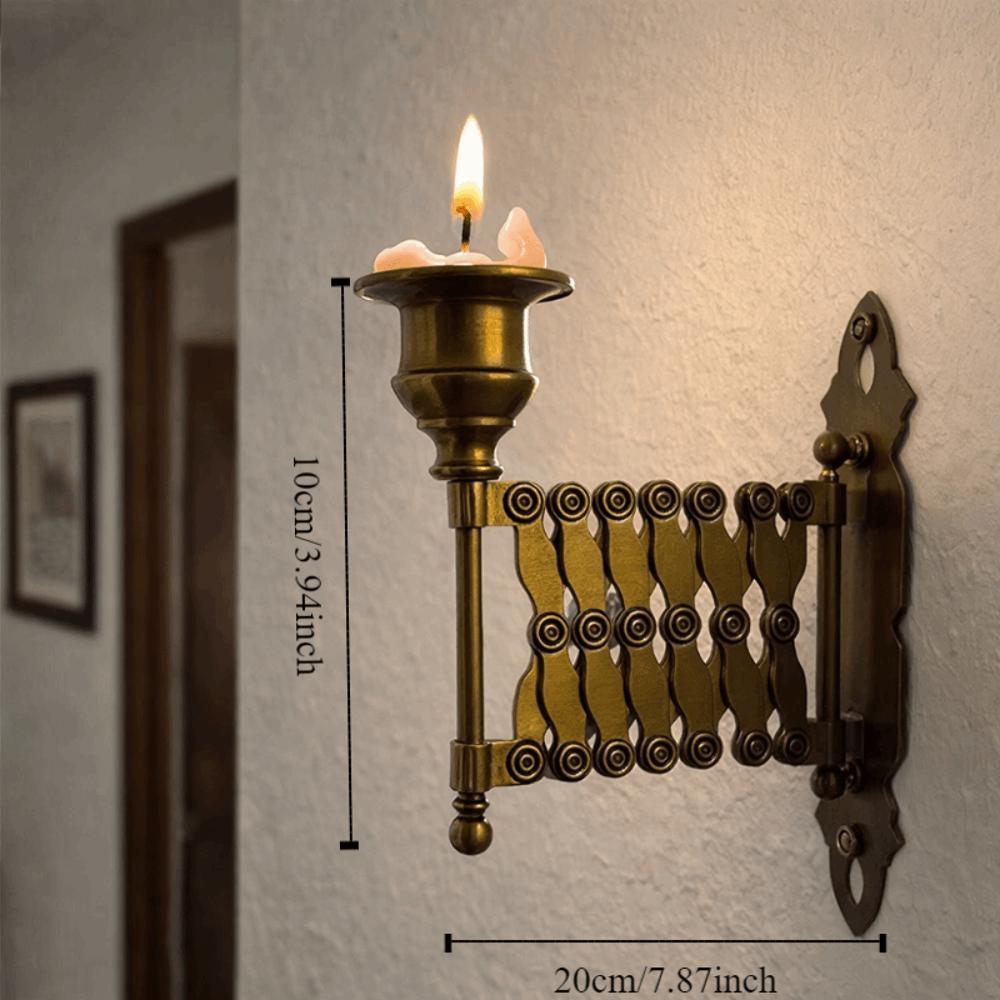 Creative Vintage Retractable Candle Holder Adjustable Telescopic Wall-Mounted Candlestick Stable Candlestick Rack Living Room