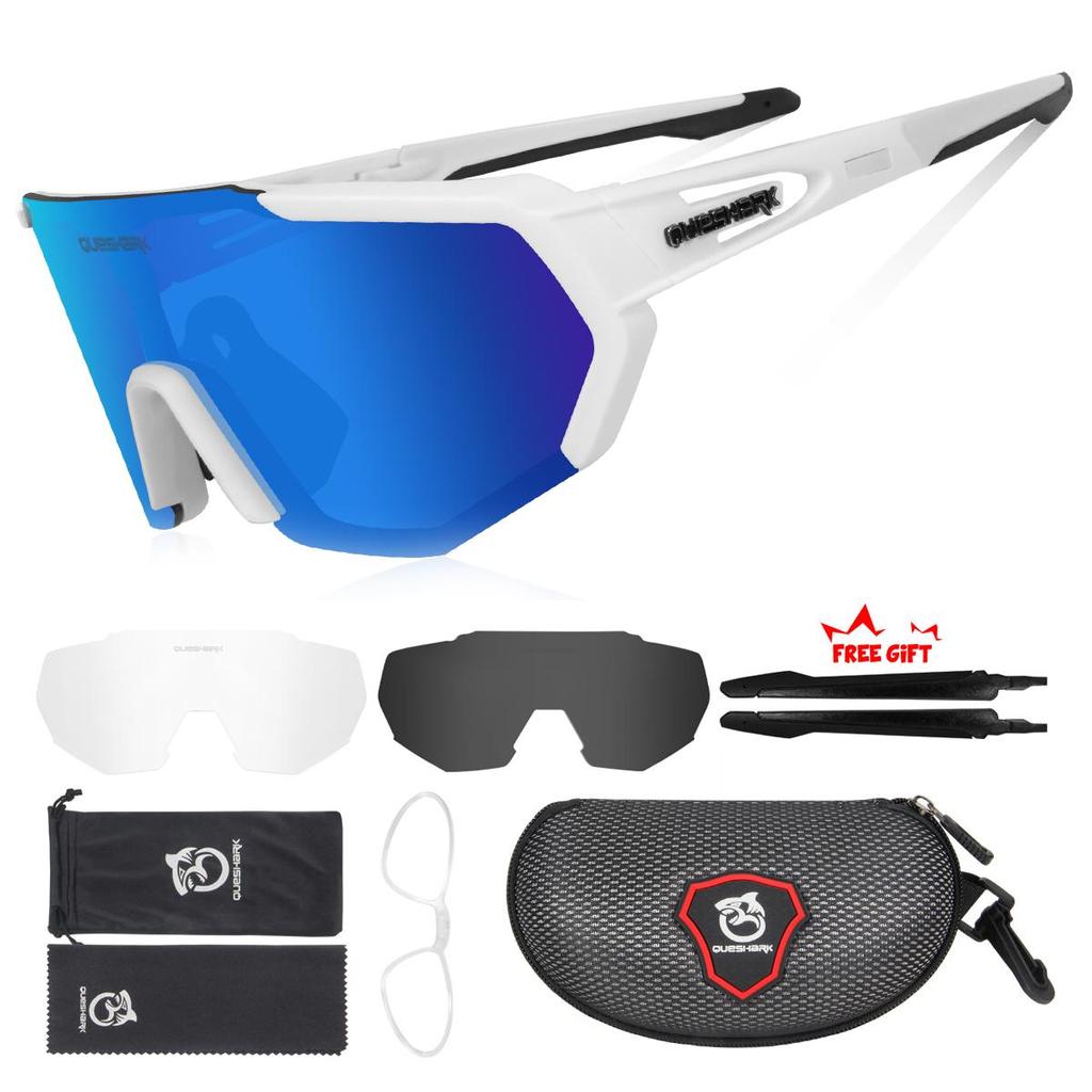 Queshark Велосипедные очки Поляризованные спортивные солнцезащитные очки MTB Велосипедные очки Мужчины Женщины Велосипедные очки 3 линзы