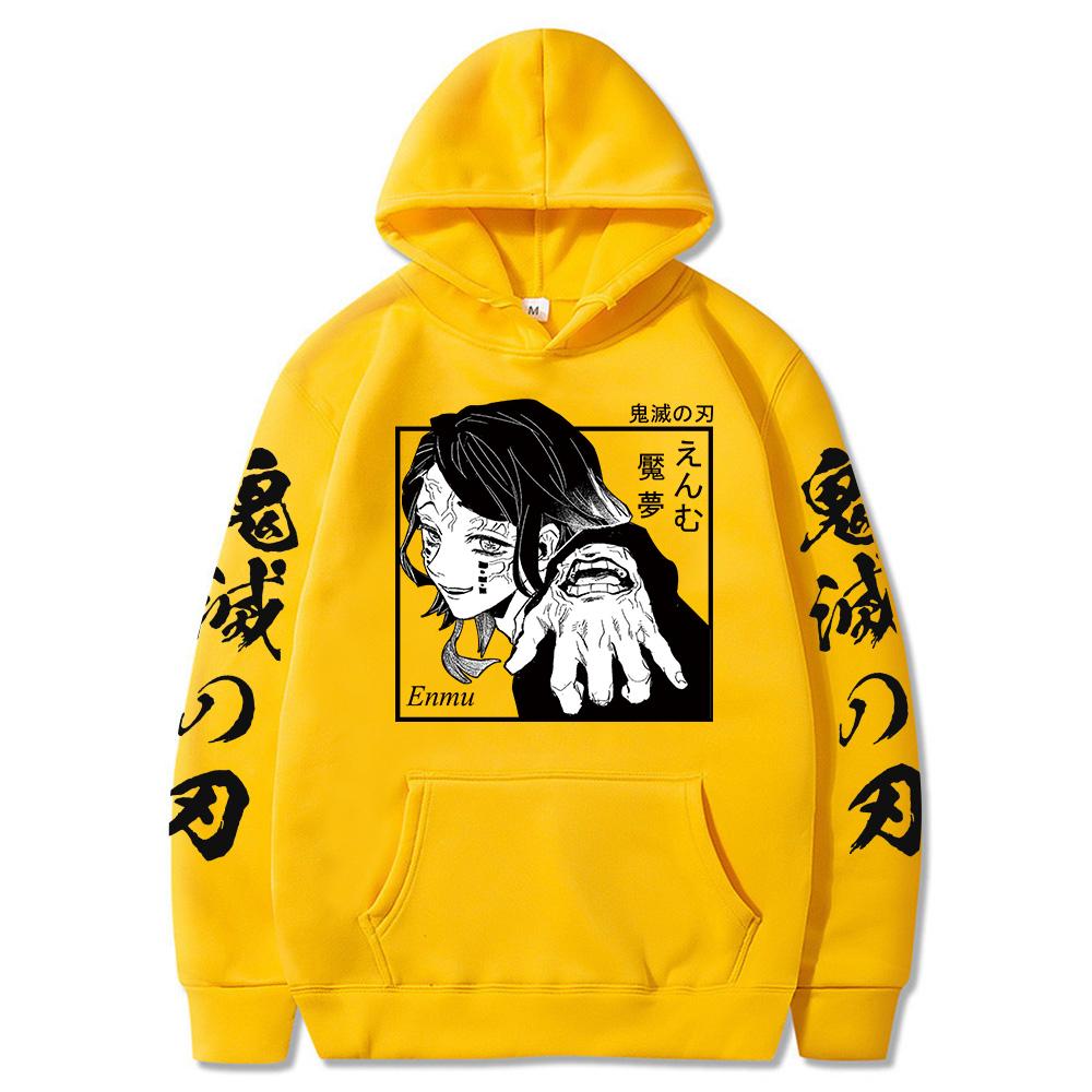Anime Demon Slayer Enmu Hoodies Unisex Casual Long Sleeve Pullover Sweatshirt Harajuku Oversized Unisex Streetwear Hoodie