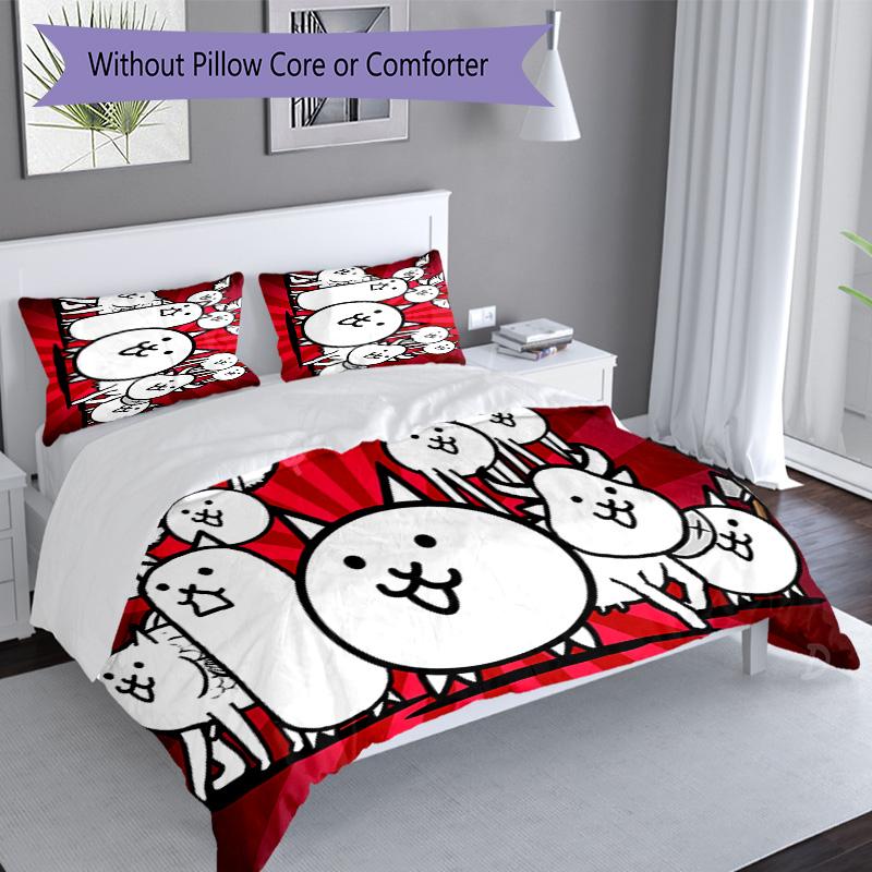 3pcs The Battle Cats pattern bedding set duvet cover set includes duvet cover &pillowcases, perfect all season bedroom decoration & gift