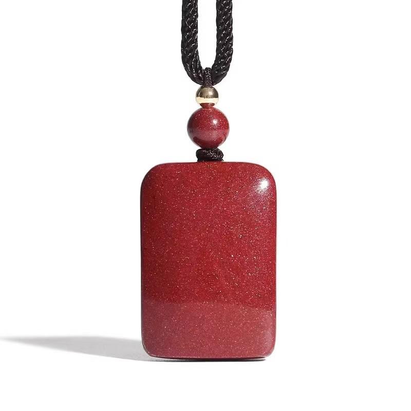 Подвеска из натуральной киновари 'Без забот': Мир и Безопасность Фиолетово-Золотой Песочный Кулон для Мужчин и Женщин