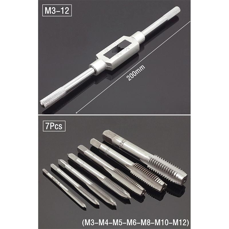 Регулируемый держатель метчика с трещоткой M3-8. Ключ для метчика с храповым механизмом. Метчик M3-M12. Набор сверл. Ручные инструменты для нарезания резьбы и сверло для метчика с резьбой.