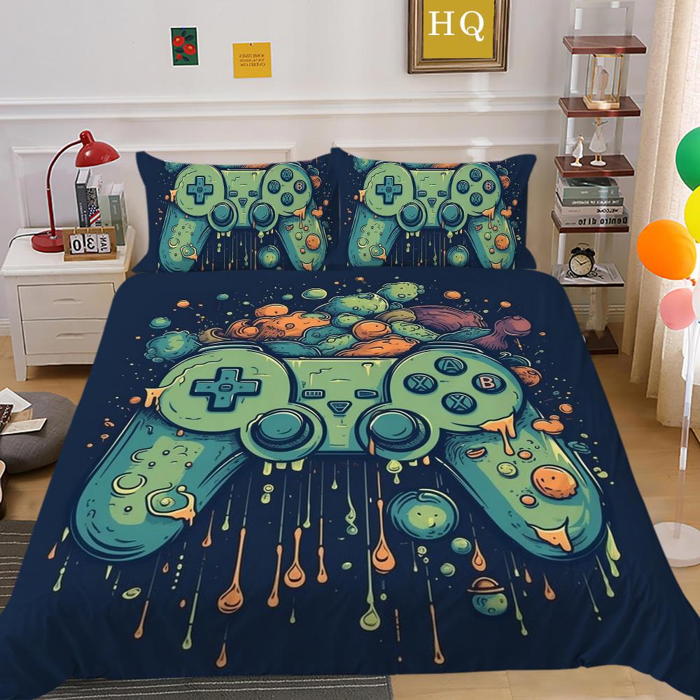 Мужские классные комплекты постельного белья с игровой ручкой и принтом, покрывало из полиэстера, покрывало размера «king size», роскошное постельное белье для дома
