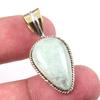 Natural Aquamarine Gemstone 925 Solid Sterling Silver TwoTone Pendant 1.25" i1E85