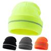 Men Outdoor Hat with Reflective Stripe High Elasticity Keep Warm Solid Color