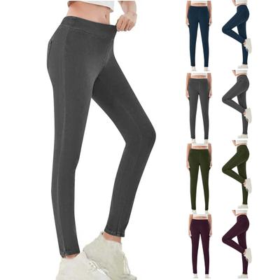 Женские повседневные и модные свободные однотонные повседневные брюки с высокой талией и карманами