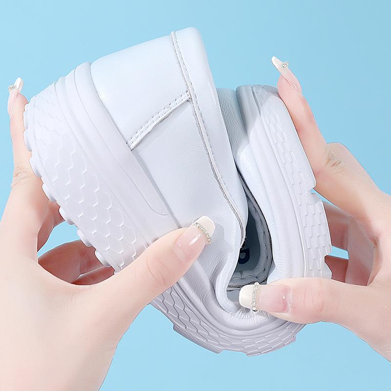 Женские лоферы на платформе, повседневные элегантные белые кожаные женские туфли на толстой подошве, увеличивающие рост