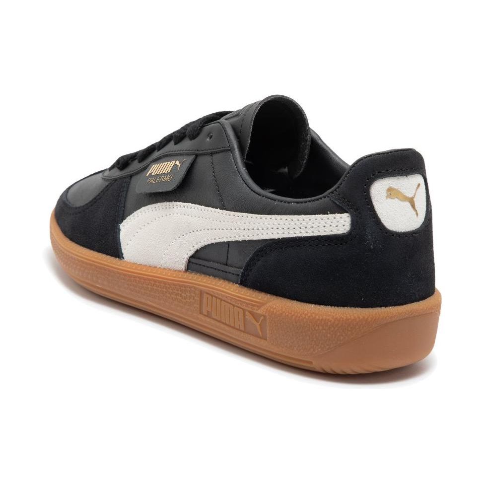 Puma Кожаные унисекс кроссовки Puma Palermo Черный Серо-пепельный Резиновая подошва Низкие Повседневные 396464-03