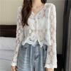 Women S Summer V Neck Cutout Thin Knitted Long Sleeve Cardigan