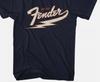 Fender Guitar T-Shirt 1946 LIGHTING BOLT Official Logo New Navy Cotton