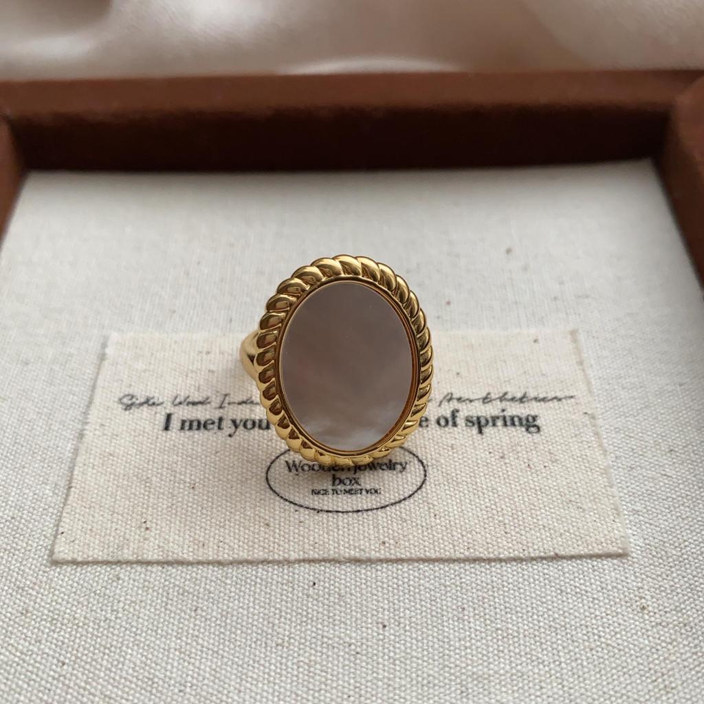 Корейское овальное перламутровое кольцо из серебра с медным покрытием - ретро-геометрическое нерегулярное открытое кольцо для женщин, аксессуар на указательный палец в стиле хип-хоп